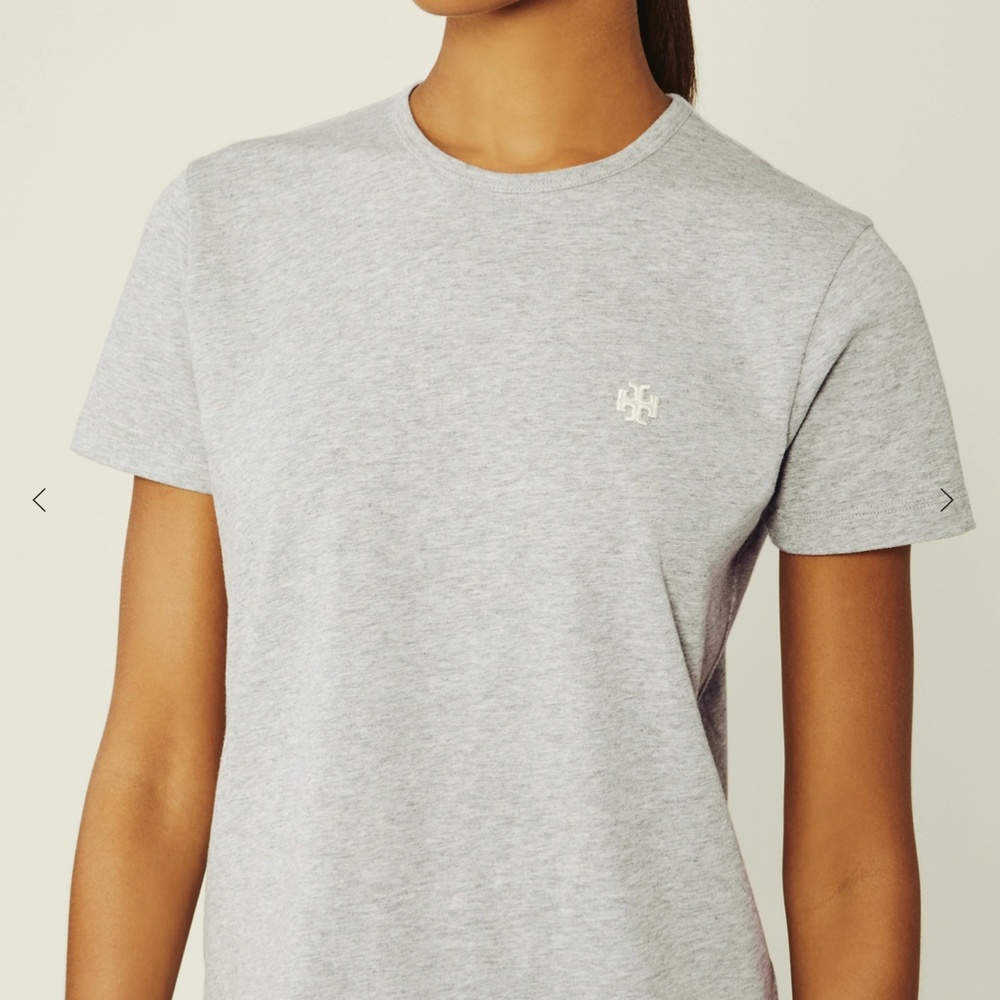New Tory Burch Sport Cotton Jersey Grey Logo  T shirt